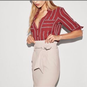 High waist sash tie skirt